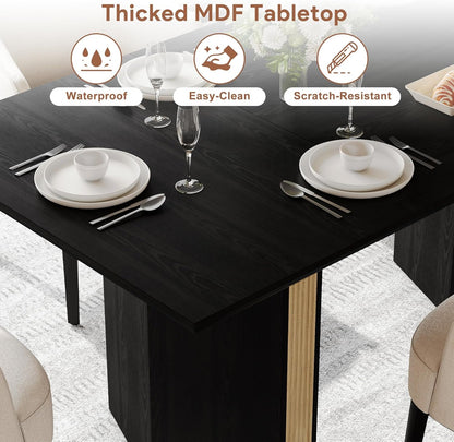 71 Inch Dining Table Black Premium Solid Wood Durable-3