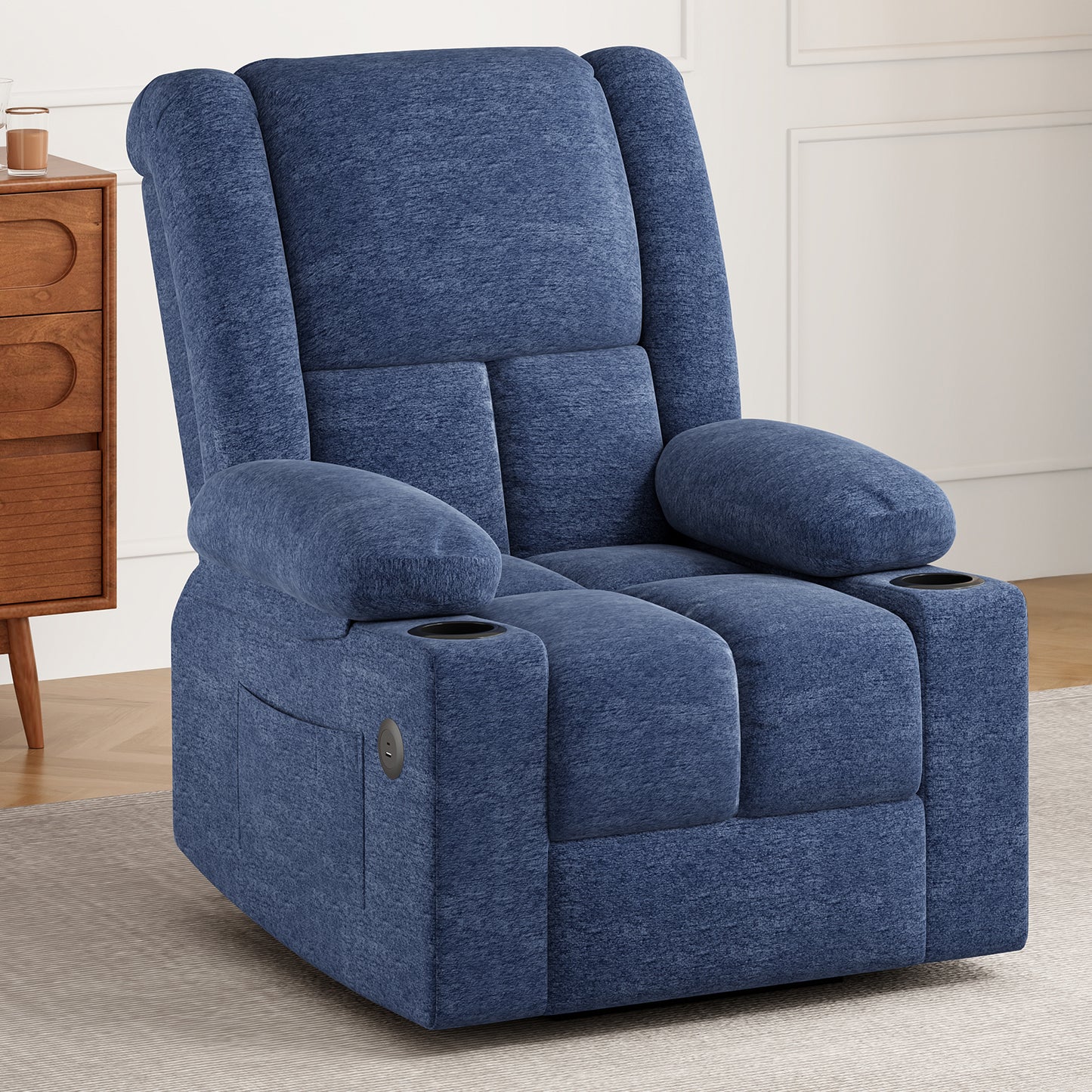 Power Lift Recliner Chair with Massage and Heat for Elderly People, USB Ports and Cup Holders