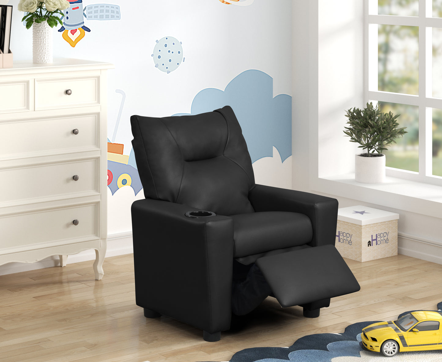 Palmer’s Black Kids Recliner Chair with Cupholder