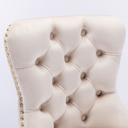 Set of 2 Thick Golden Swivel Velvet Barstools