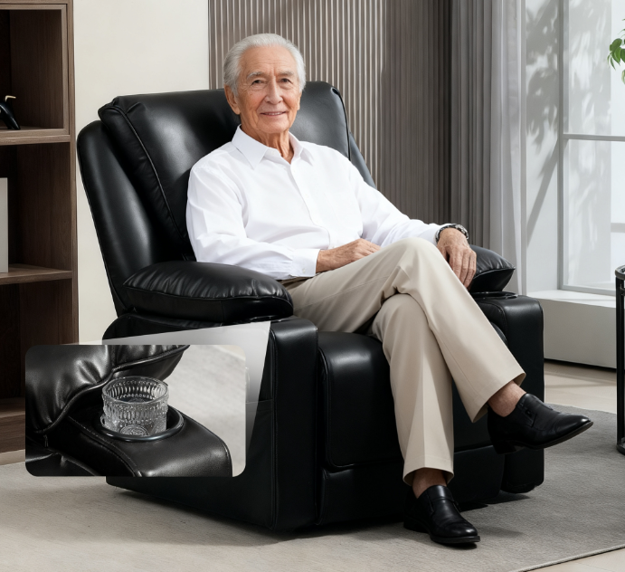 Power Lift Chair for Elderly, Faux Leather Recliner Sofa with , Remote,  Black
