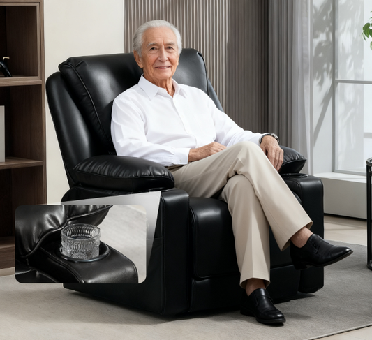 Power Lift Chair for Elderly, Faux Leather Recliner Sofa with , Remote,  Black