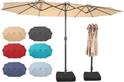 15 Foot Patio Umbrella With Base UV Protected Fabric