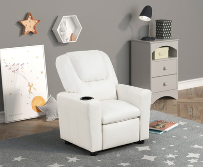Palmer’s White Kids Recliner with Cupholder