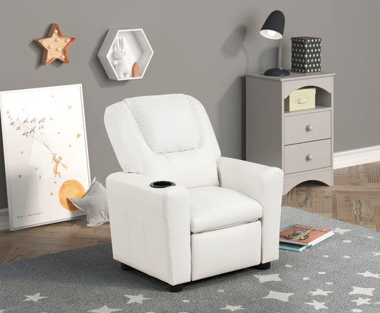 Palmer’s White Kids Recliner with Cupholder