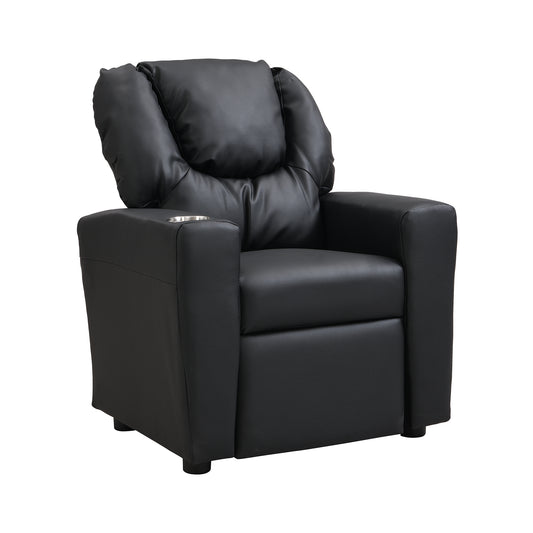 Palmers Black Deluxe Kids Recliner with Cup Holder
