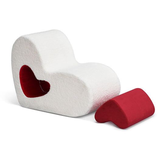 Toddler Chair,Comfy Cuddly Kids Chair with Heart-shaped Novel Design Pillow,Children's Chairs Toddler Furniture for Girls & Boys,White