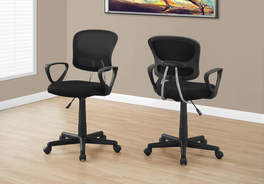 Office Chair, Adjustable, Swivel, Ergonomic Black Mesh, Black Metal, Contemporary, Modern