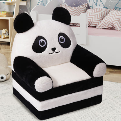 Kids Sofa Chair for Toddler, 2-in-1 Folding Soft Baby Couch with Removable Cover, Comfy Plush Children's Recliner, Convertible Floor Sofa Bed to Lounger for Girls Boys Age 1-3,Panda