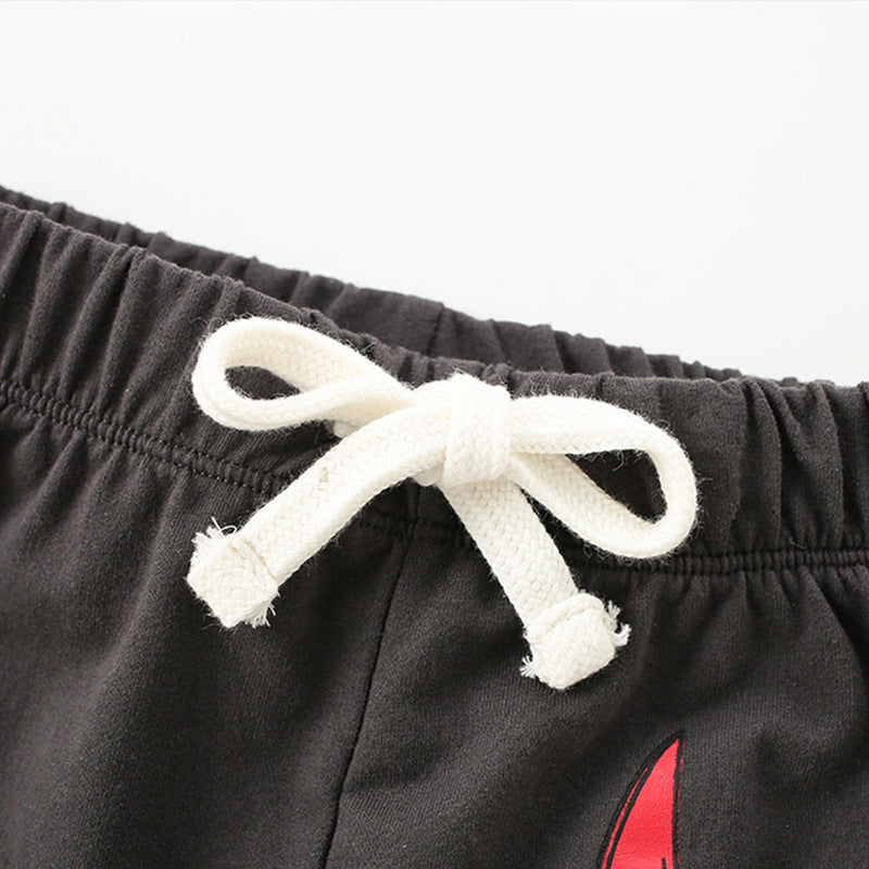 Hot Selling High Quality Boys’ Grey Soft Cotton Fierce Bull Pattern Summer Shorts