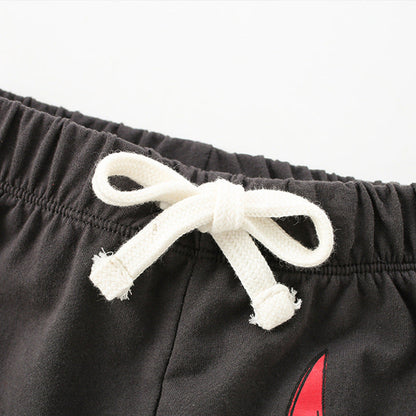Hot Selling High Quality Boys’ Grey Soft Cotton Fierce Bull Pattern Summer Shorts